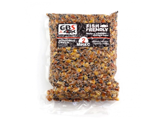 Зерновая смесь GBS №2 Фасовка 2 кг (Кукуруза, конопля, пшеница) (5шт. в упак)